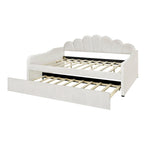 White Velvet Shell-Back Daybed with Trundle, Sleeps 2