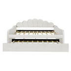White Velvet Shell-Back Daybed with Trundle, Sleeps 2