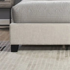 Beige Button-Tufted Wingback Platform Bed, For 2