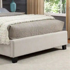 Beige Button-Tufted Wingback Platform Bed, For 2