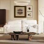 Creme Off-White Chenille Modular Sofa, 2-Piece, Seats 3