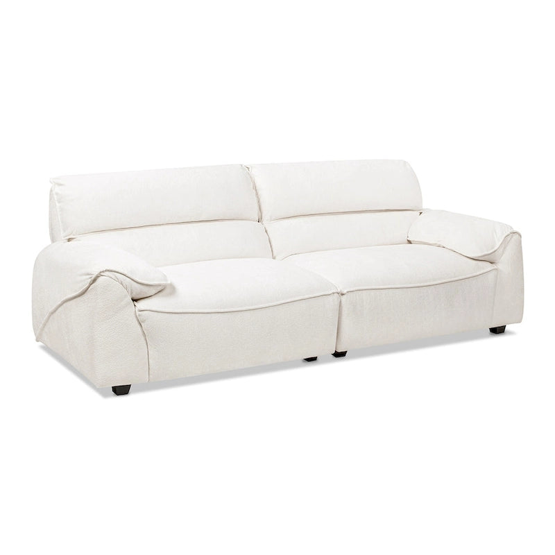 Creme Off-White Chenille Modular Sofa, 2-Piece, Seats 3