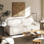 Creme Off-White Chenille Modular Sofa, 2-Piece, Seats 3