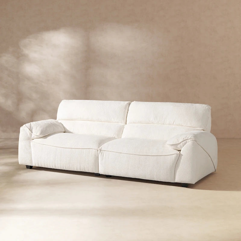 Creme Off-White Chenille Modular Sofa, 2-Piece, Seats 3