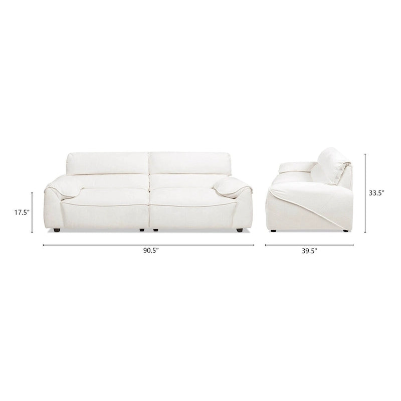 Creme Off-White Chenille Modular Sofa, 2-Piece, Seats 3