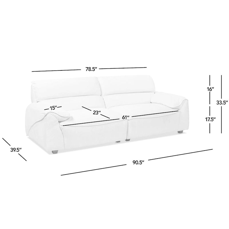 Creme Off-White Chenille Modular Sofa, 2-Piece, Seats 3
