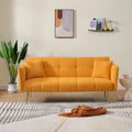 Yellow Teddy Velvet Sofa Bed with Adjustable Back & Armrests, 2-Seater