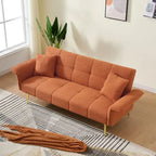 Yellow Teddy Velvet Sofa Bed with Adjustable Back & Armrests, 2-Seater