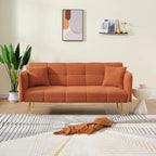 Yellow Teddy Velvet Sofa Bed with Adjustable Back & Armrests, 2-Seater