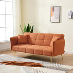 Yellow Teddy Velvet Sofa Bed with Adjustable Back & Armrests, 2-Seater