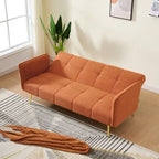 Yellow Teddy Velvet Sofa Bed with Adjustable Back & Armrests, 2-Seater