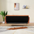 Yellow Teddy Velvet Sofa Bed with Adjustable Back & Armrests, 2-Seater