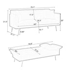Yellow Teddy Velvet Sofa Bed with Adjustable Back & Armrests, 2-Seater