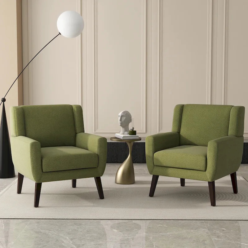 Green / Beige / Gray / Blue Linen Wingback Armchair, Set of 2