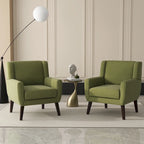 Green / Beige / Gray / Blue Linen Wingback Armchair, Set of 2