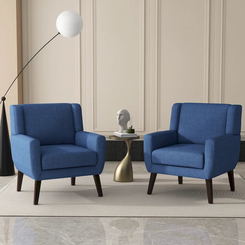 Green / Beige / Gray / Blue Linen Wingback Armchair, Set of 2