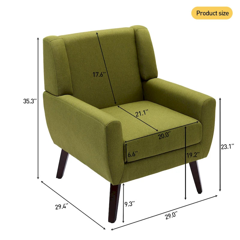 Green / Beige / Gray / Blue Linen Wingback Armchair, Set of 2