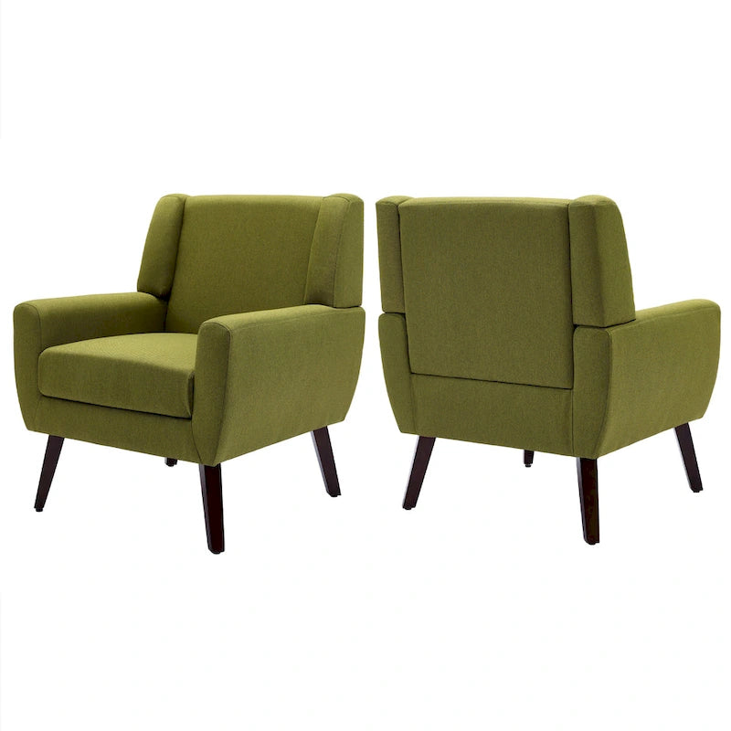 Green / Beige / Gray / Blue Linen Wingback Armchair, Set of 2