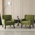 Green / Beige / Gray / Blue Linen Wingback Armchair, Set of 2