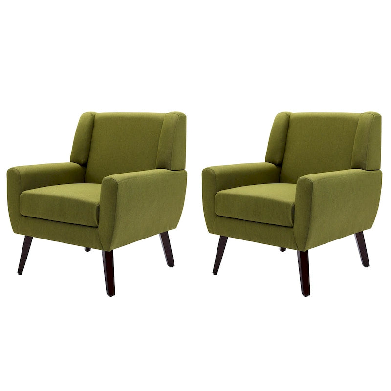 Green / Beige / Gray / Blue Linen Wingback Armchair, Set of 2