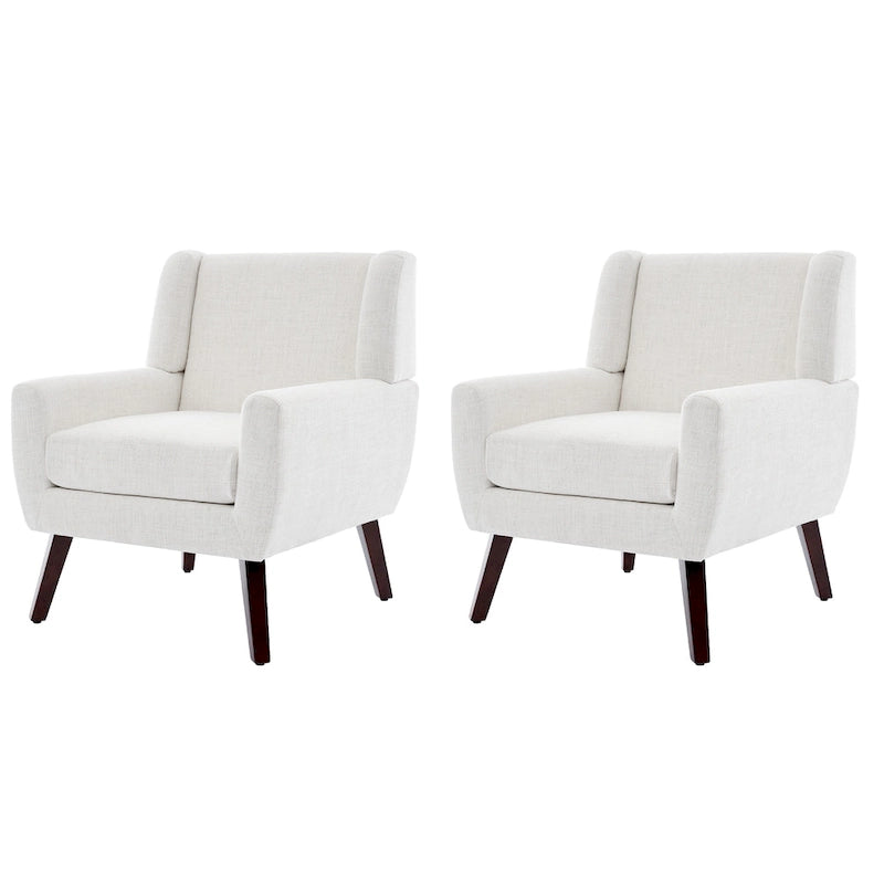 Green / Beige / Gray / Blue Linen Wingback Armchair, Set of 2