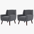 Green / Beige / Gray / Blue Linen Wingback Armchair, Set of 2