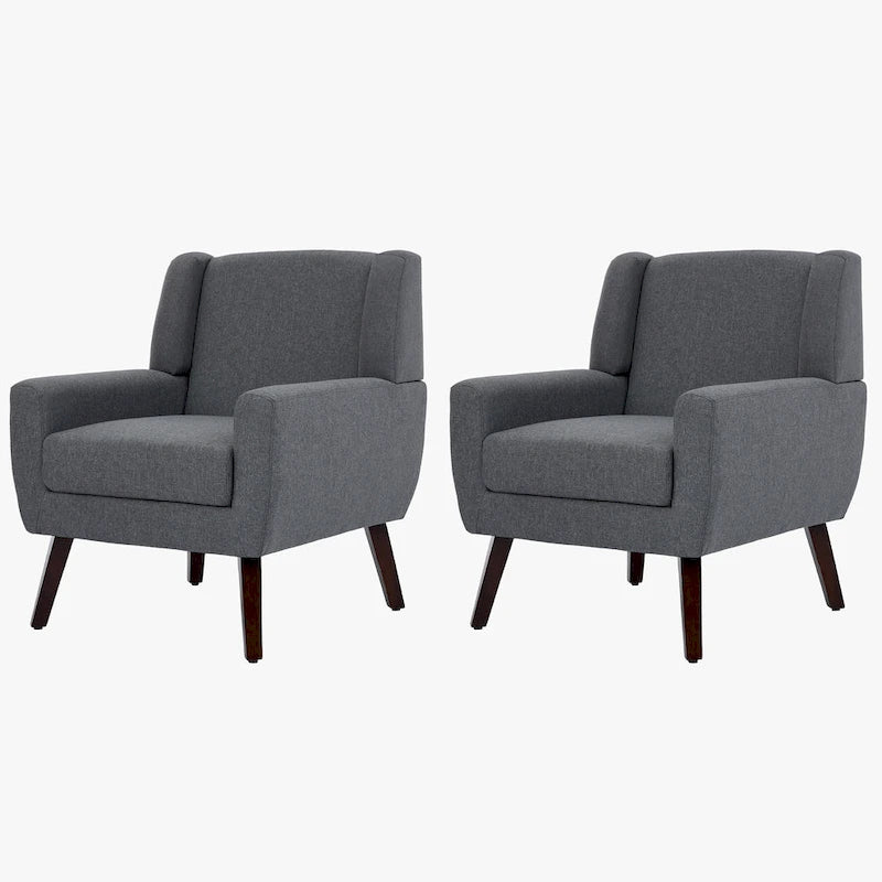 Green / Beige / Gray / Blue Linen Wingback Armchair, Set of 2