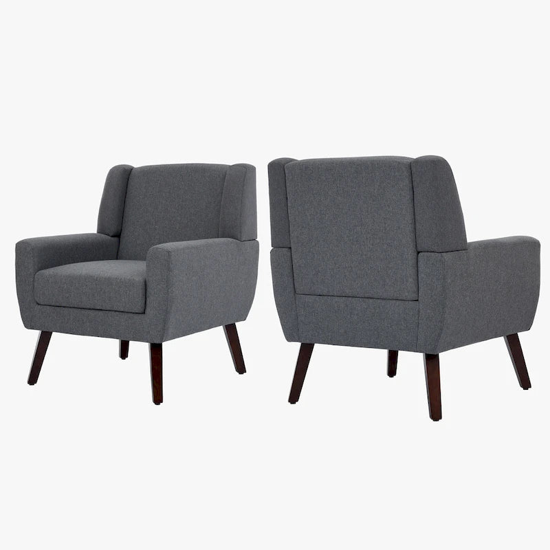 Green / Beige / Gray / Blue Linen Wingback Armchair, Set of 2