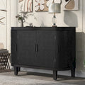 Black / White / Antique Gray / Navy Blue 4-Door Sideboard, Retro Embossed Pattern