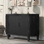 Black / White / Antique Gray / Navy Blue 4-Door Sideboard, Retro Embossed Pattern