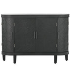 Black / White / Antique Gray / Navy Blue 4-Door Sideboard, Retro Embossed Pattern