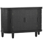 Black / White / Antique Gray / Navy Blue 4-Door Sideboard, Retro Embossed Pattern