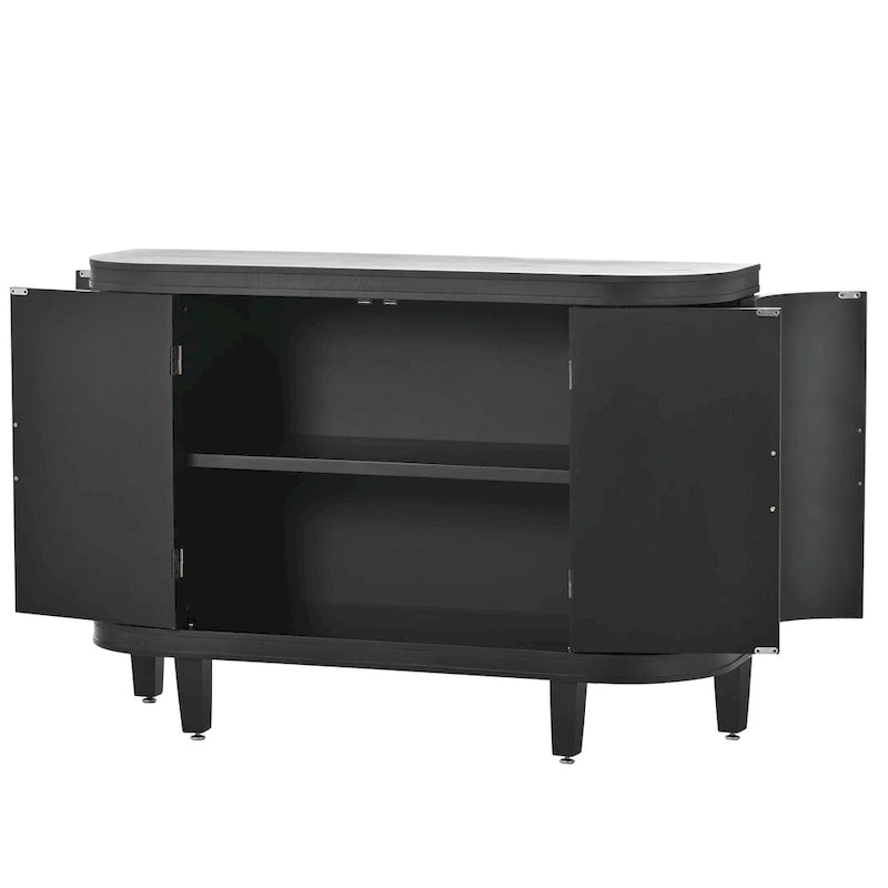 Black / White / Antique Gray / Navy Blue 4-Door Sideboard, Retro Embossed Pattern