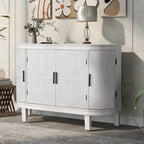 Black / White / Antique Gray / Navy Blue 4-Door Sideboard, Retro Embossed Pattern