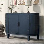 Black / White / Antique Gray / Navy Blue 4-Door Sideboard, Retro Embossed Pattern