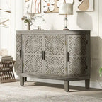 Black / White / Antique Gray / Navy Blue 4-Door Sideboard, Retro Embossed Pattern