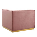 Dusty Rose / Navy Blue / Gray Channel Tufted Velvet Left Corner Chair, 1-Seat