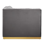 Dusty Rose / Navy Blue / Gray Channel Tufted Velvet Left Corner Chair, 1-Seat