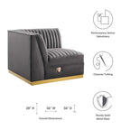 Dusty Rose / Navy Blue / Gray Channel Tufted Velvet Left Corner Chair, 1-Seat
