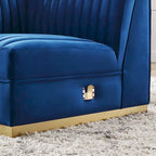 Dusty Rose / Navy Blue / Gray Channel Tufted Velvet Left Corner Chair, 1-Seat