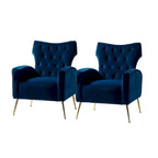 Multi-Color Velvet Wingback Tufted Accent Chair, Set of 2, 1-Person