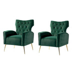 Multi-Color Velvet Wingback Tufted Accent Chair, Set of 2, 1-Person