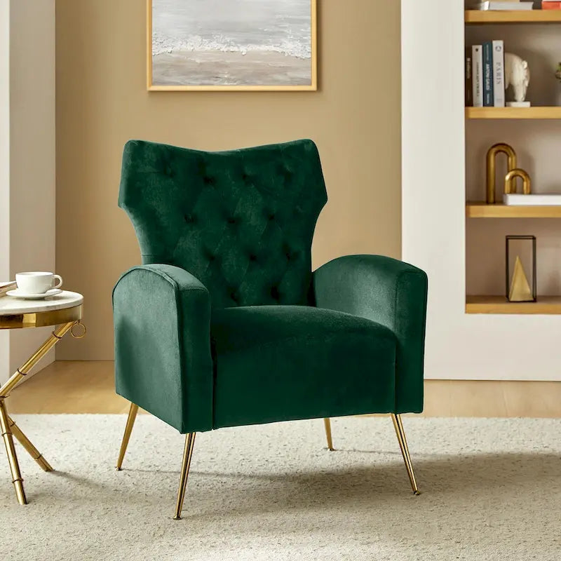 Multi-Color Velvet Wingback Tufted Accent Chair, Set of 2, 1-Person