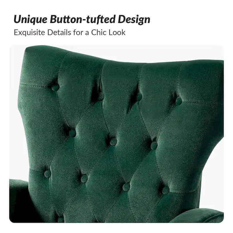 Multi-Color Velvet Wingback Tufted Accent Chair, Set of 2, 1-Person