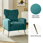 Multi-Color Velvet Wingback Tufted Accent Chair, Set of 2, 1-Person