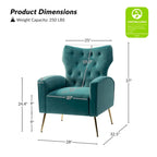 Multi-Color Velvet Wingback Tufted Accent Chair, Set of 2, 1-Person