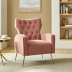 Multi-Color Velvet Wingback Tufted Accent Chair, Set of 2, 1-Person
