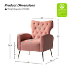 Multi-Color Velvet Wingback Tufted Accent Chair, Set of 2, 1-Person