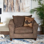 Chocolate / Grey / Silver Fabric Accent Chair, Pillow Back, Rolled Arms, 1-Person