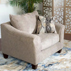 Chocolate / Grey / Silver Fabric Accent Chair, Pillow Back, Rolled Arms, 1-Person